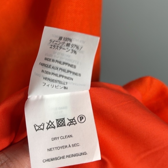 J. CREW Drape Knot Linen Hibiscus Orange Dress Sleeveless Lined Midi Sheath 0 - Picture 11 of 13